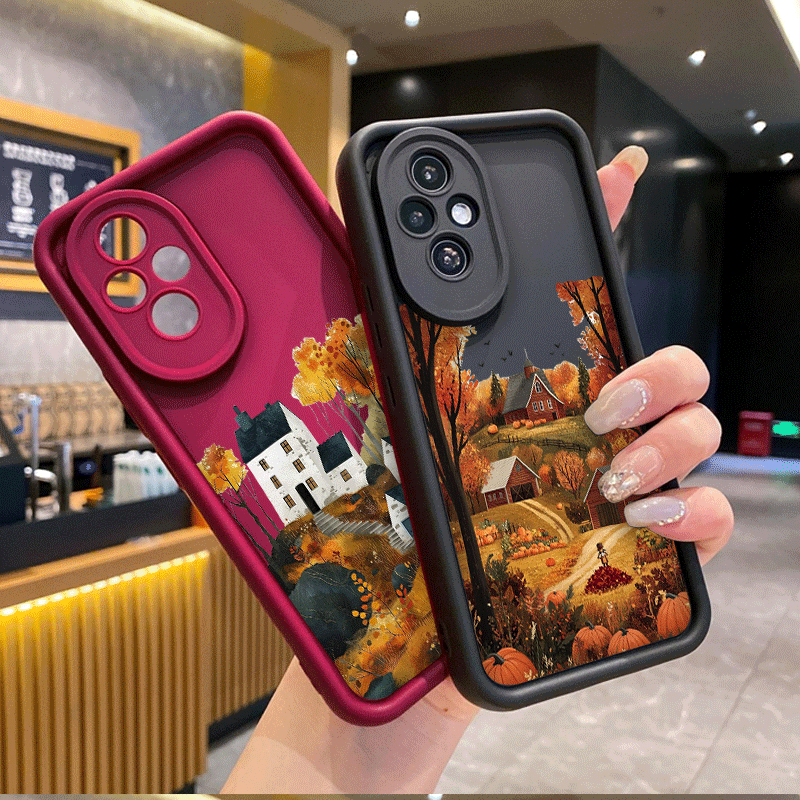 Huawei Mate 60 - Retro Kırsal Bina Sonbahar Manzarası Desenli