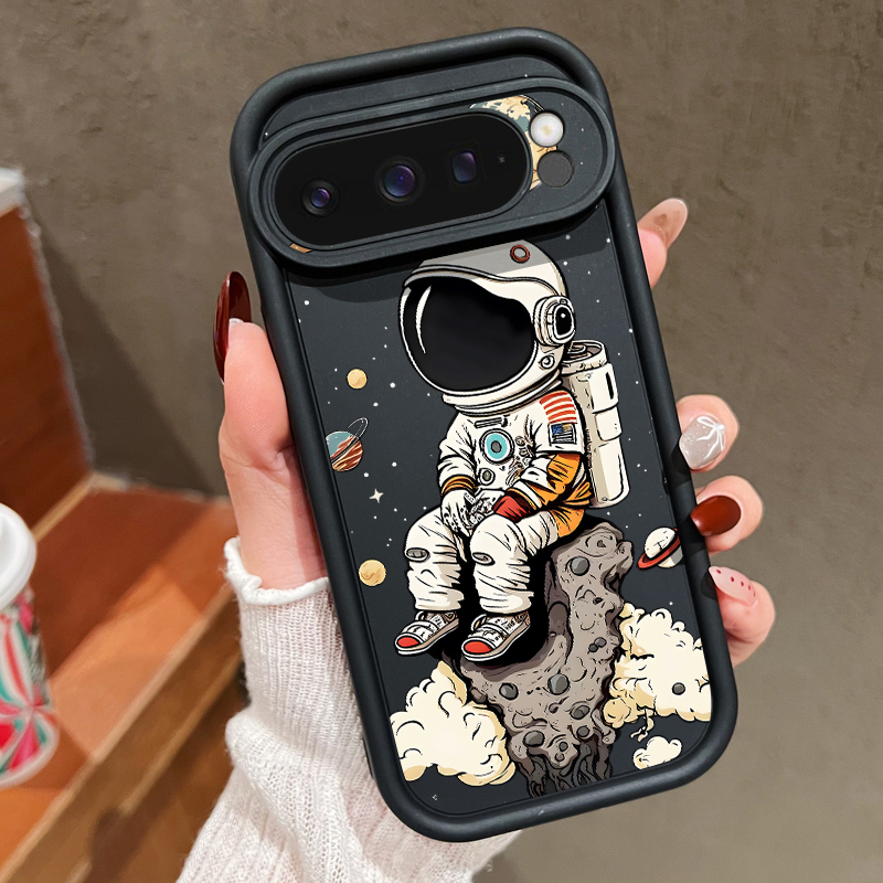 Google Pixel 9 Pro - Karikatür Astronot Baskılı TPU Telefon Kılıfı