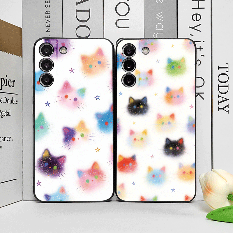 Huawei Mate 60 - Komik Grafiti Renkli Kedi Başı Baskılı